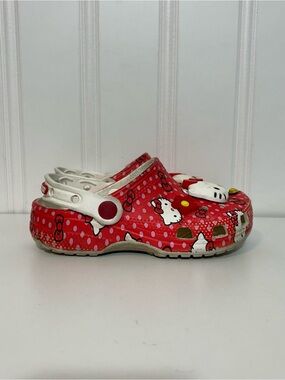 Crocs Hello Kitty Red Kids Sandal Clogs with White Strap